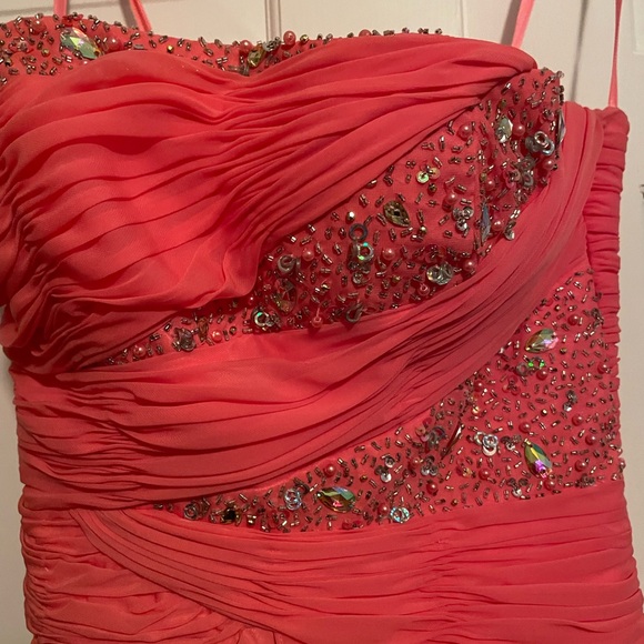 Cache coral pink high low prom gown - Picture 4 of 7